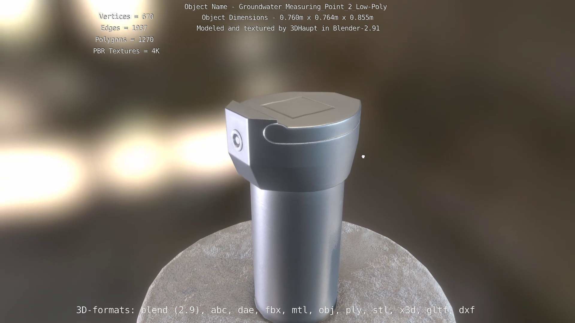 Groundwater Measure Pipe Low-Poly Version 2  Low-poly 3D model_13