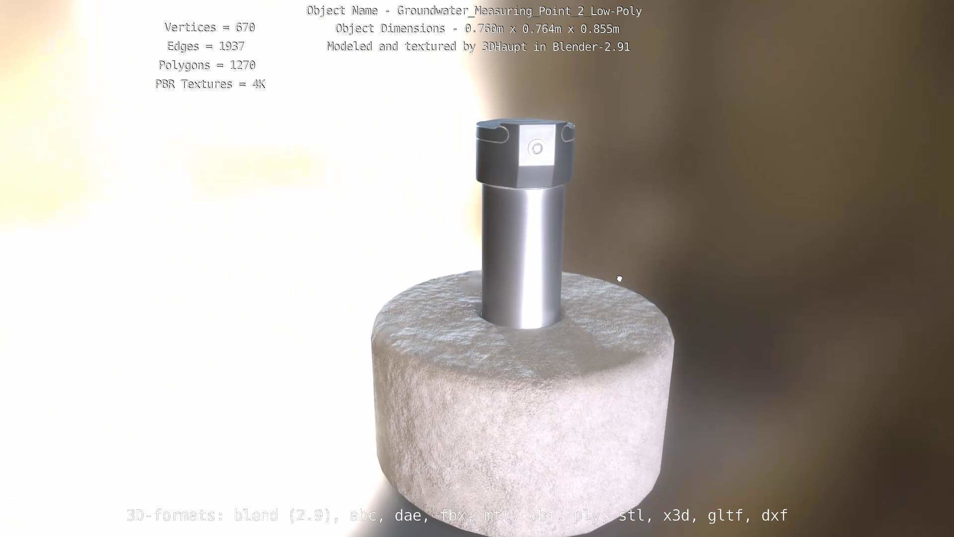 Groundwater Measure Pipe Low-Poly Version 2  Low-poly 3D model_3