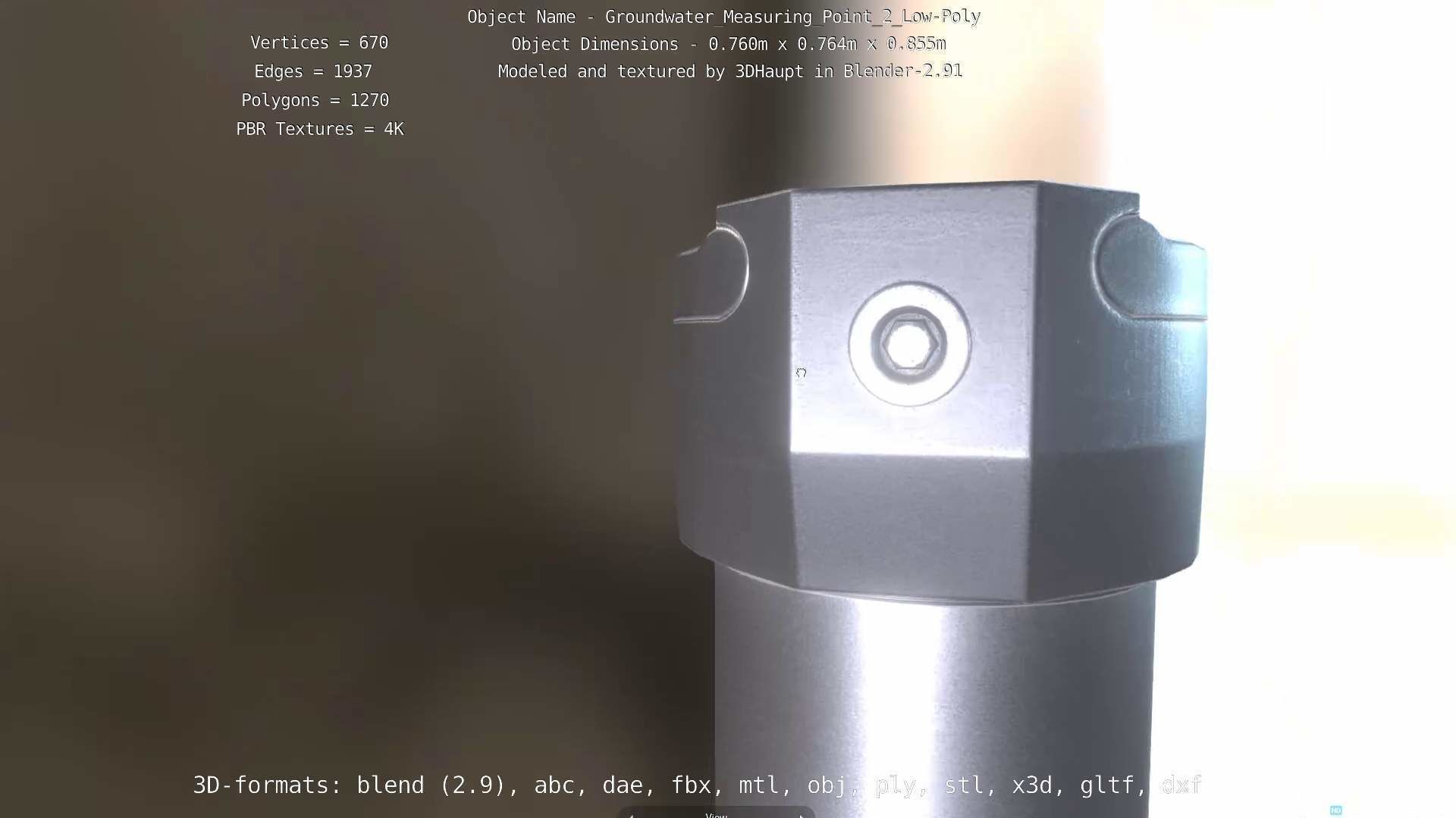 Groundwater Measure Pipe Low-Poly Version 2  Low-poly 3D model_8