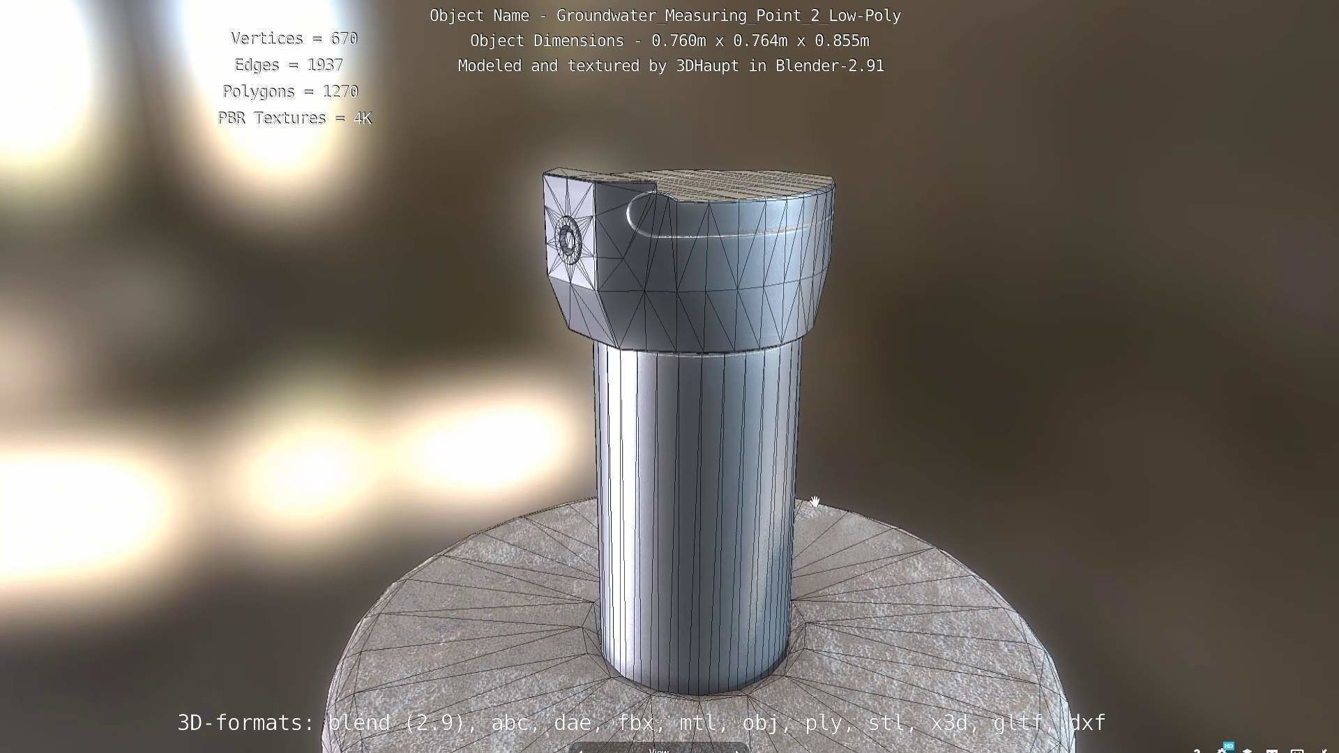 Groundwater Measure Pipe Low-Poly Version 2  Low-poly 3D model_46