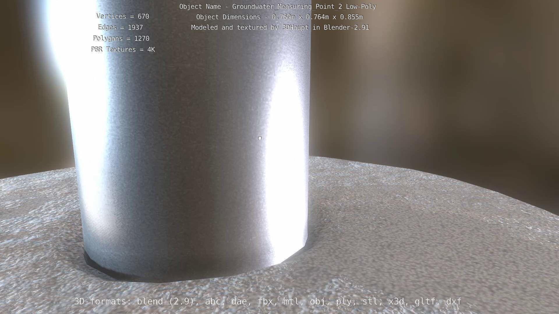 Groundwater Measure Pipe Low-Poly Version 2  Low-poly 3D model_98