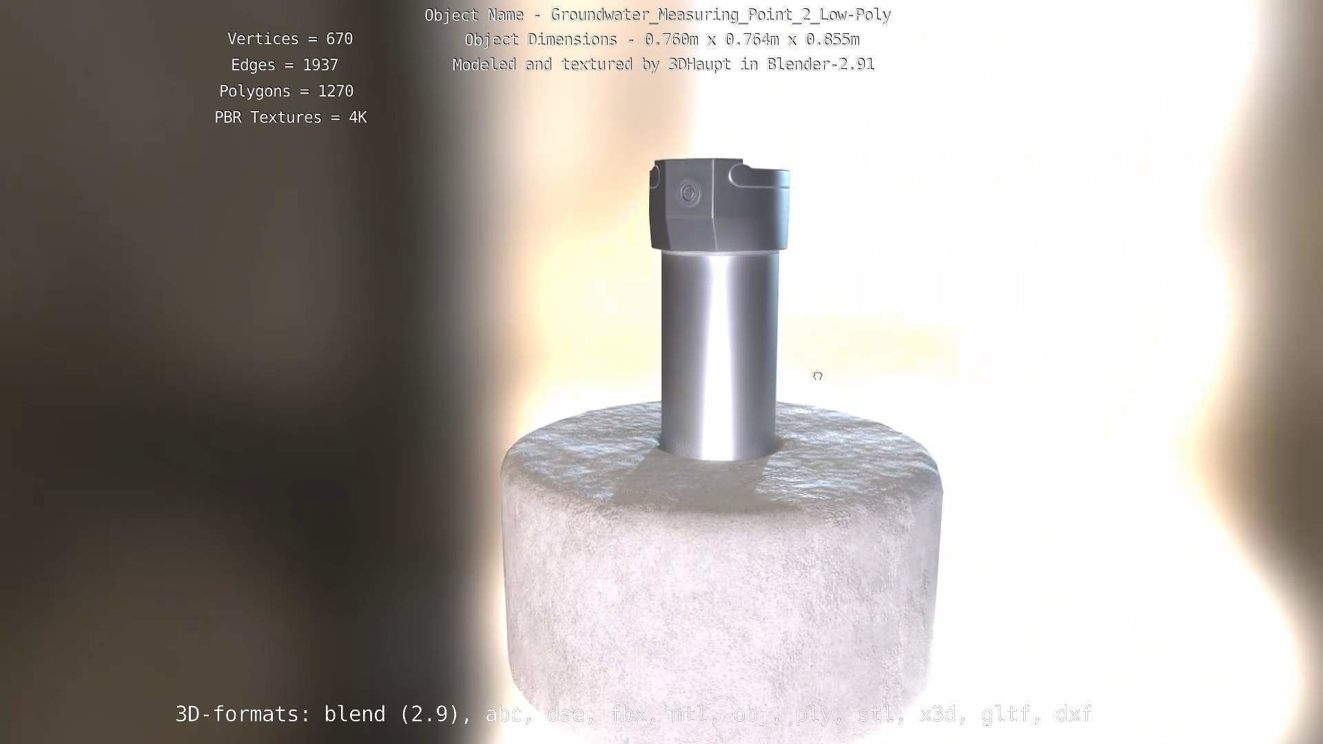 Groundwater Measure Pipe Low-Poly Version 2  Low-poly 3D model_100