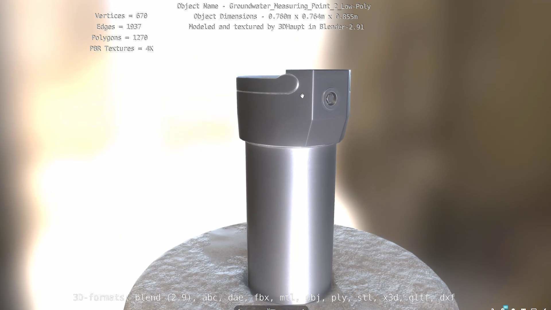 Groundwater Measure Pipe Low-Poly Version 2  Low-poly 3D model_63