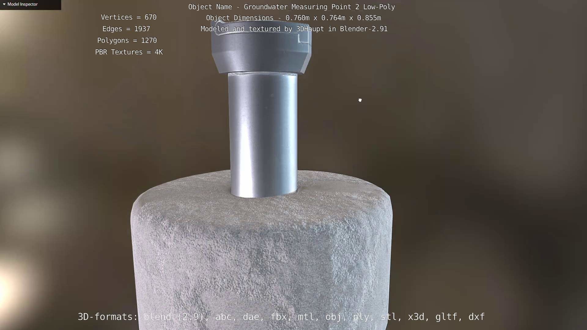 Groundwater Measure Pipe Low-Poly Version 2  Low-poly 3D model_37