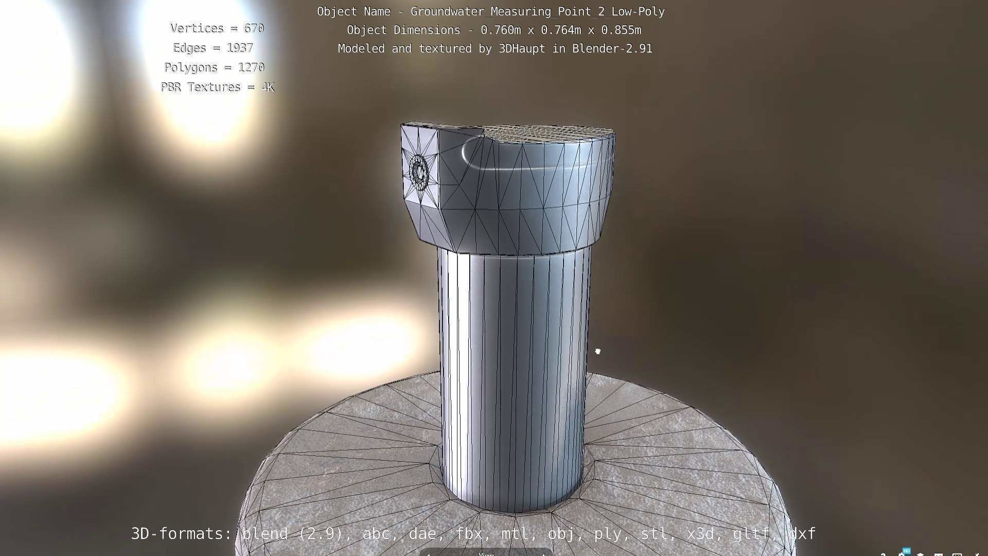 Groundwater Measure Pipe Low-Poly Version 2  Low-poly 3D model_39