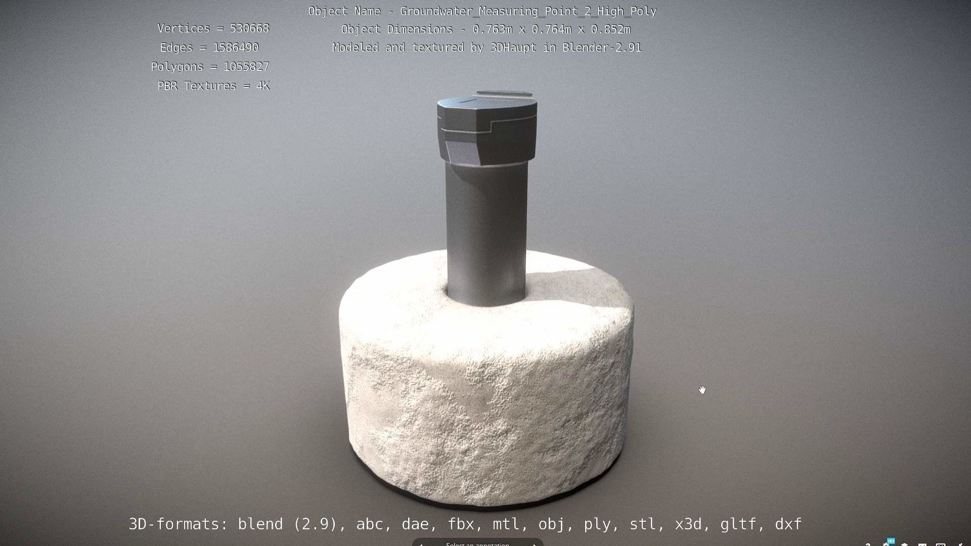Groundwater Measure Pipe High-Poly Version 2 3D model_2