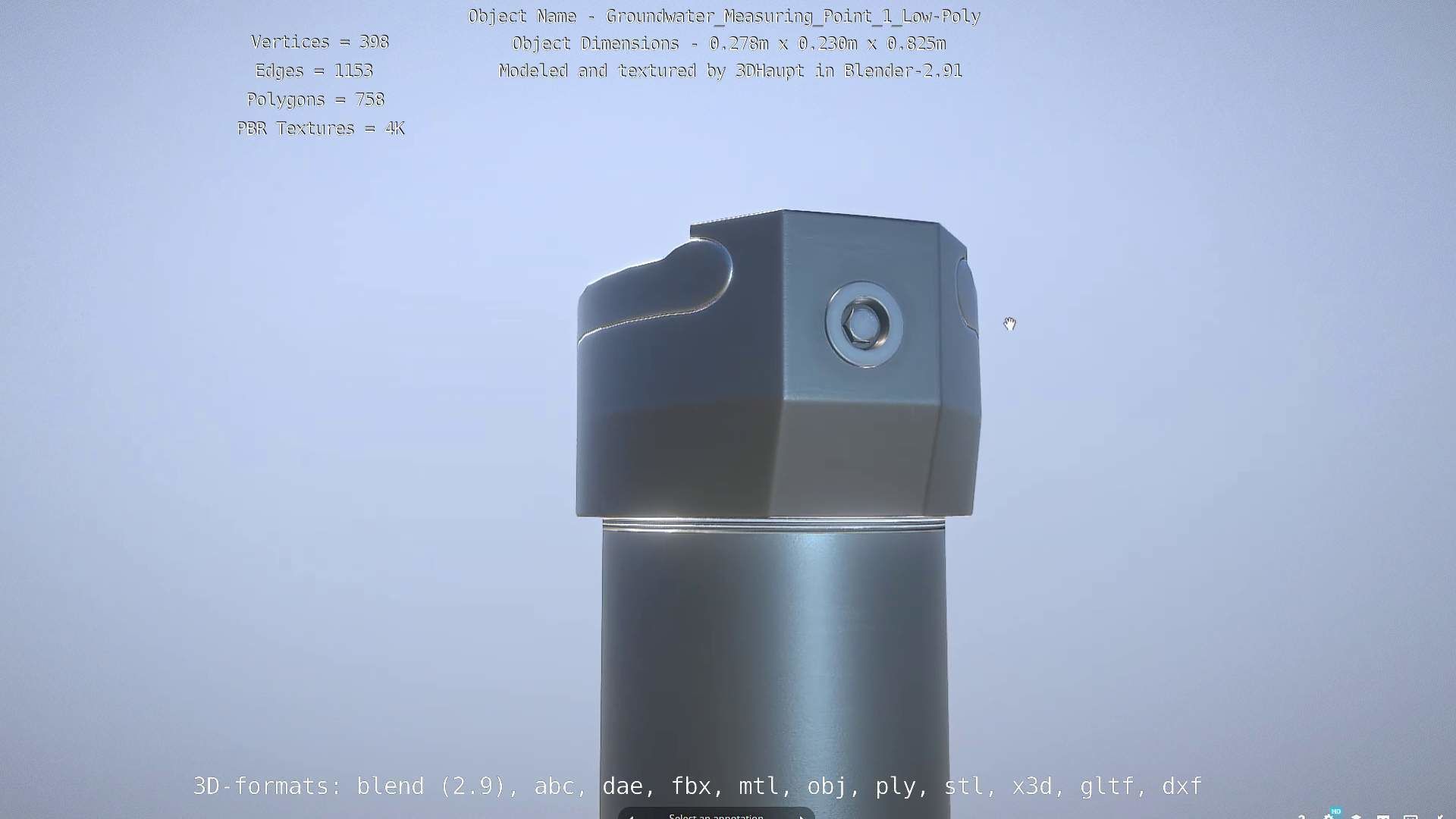 Groundwater Measure Pipe Low-Poly Version 1 Low-poly 3D model_8