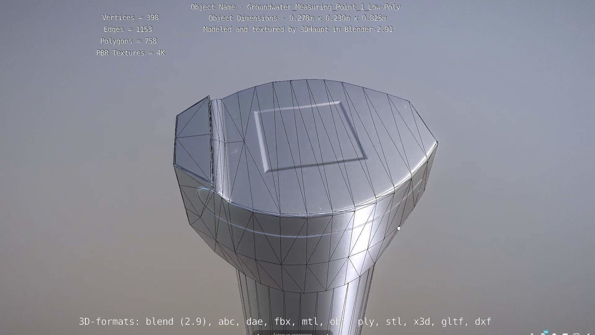Groundwater Measure Pipe Low-Poly Version 1 Low-poly 3D model_45
