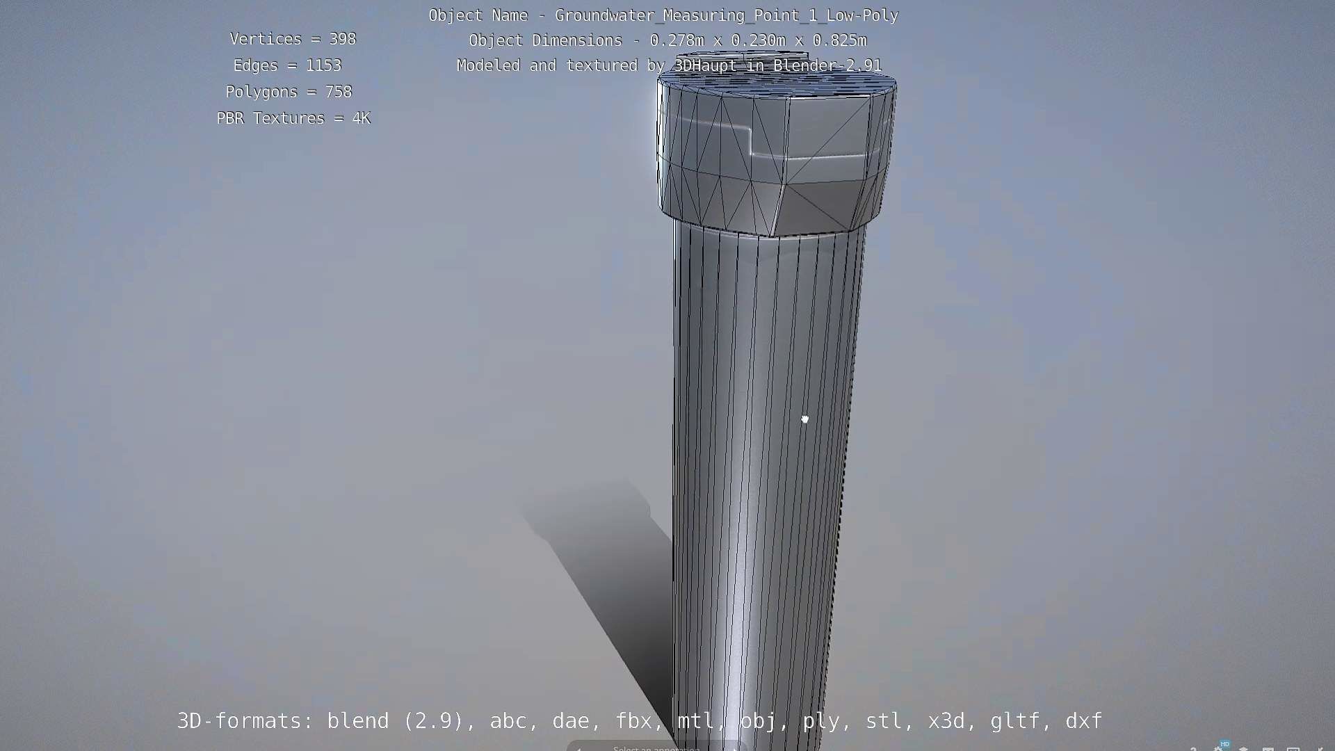 Groundwater Measure Pipe Low-Poly Version 1 Low-poly 3D model_76
