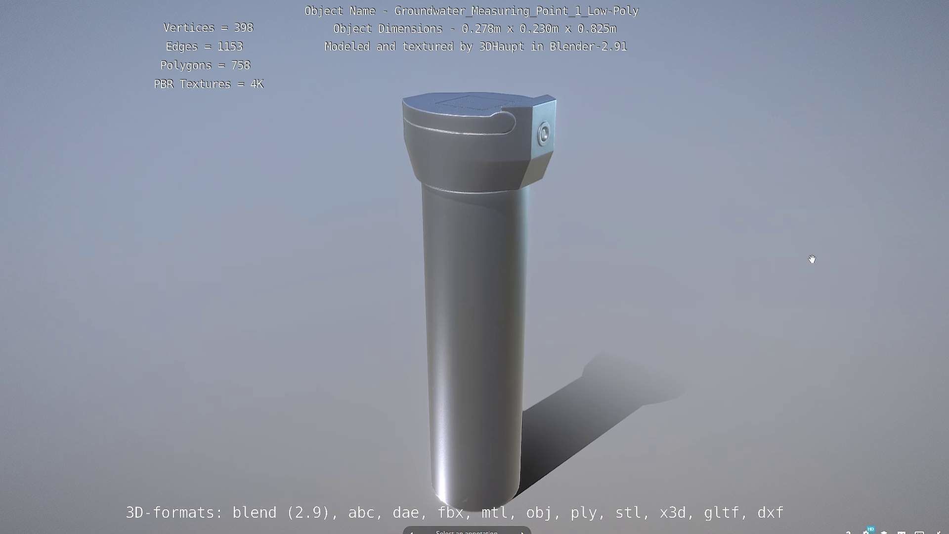 Groundwater Measure Pipe Low-Poly Version 1 Low-poly 3D model_2