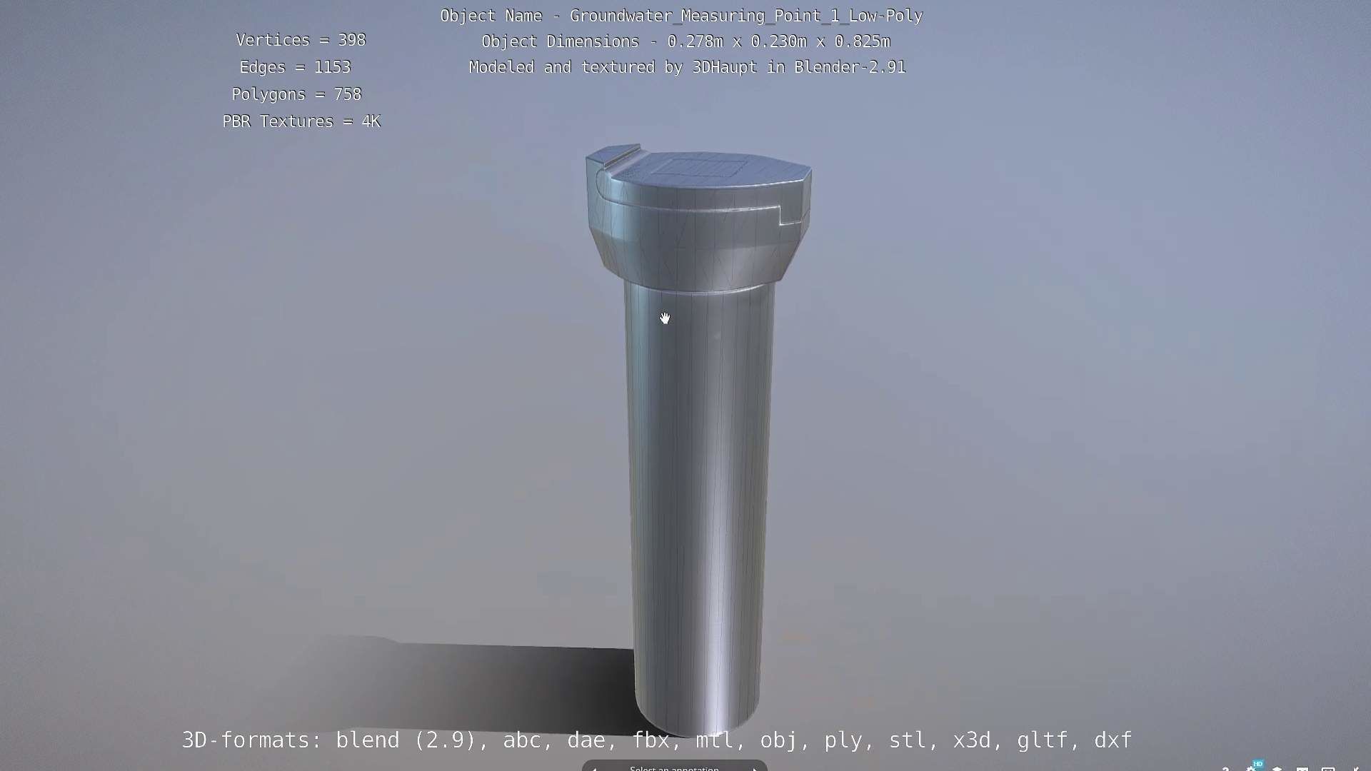 Groundwater Measure Pipe Low-Poly Version 1 Low-poly 3D model_62