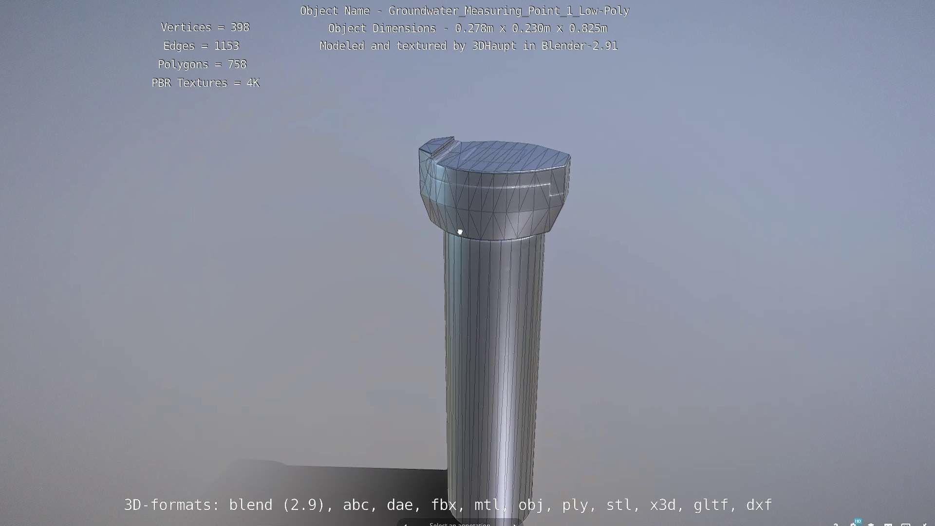 Groundwater Measure Pipe Low-Poly Version 1 Low-poly 3D model_82