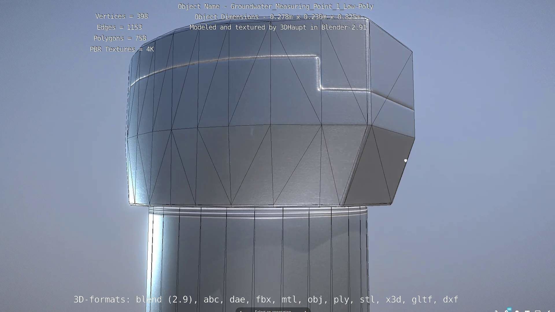 Groundwater Measure Pipe Low-Poly Version 1 Low-poly 3D model_14
