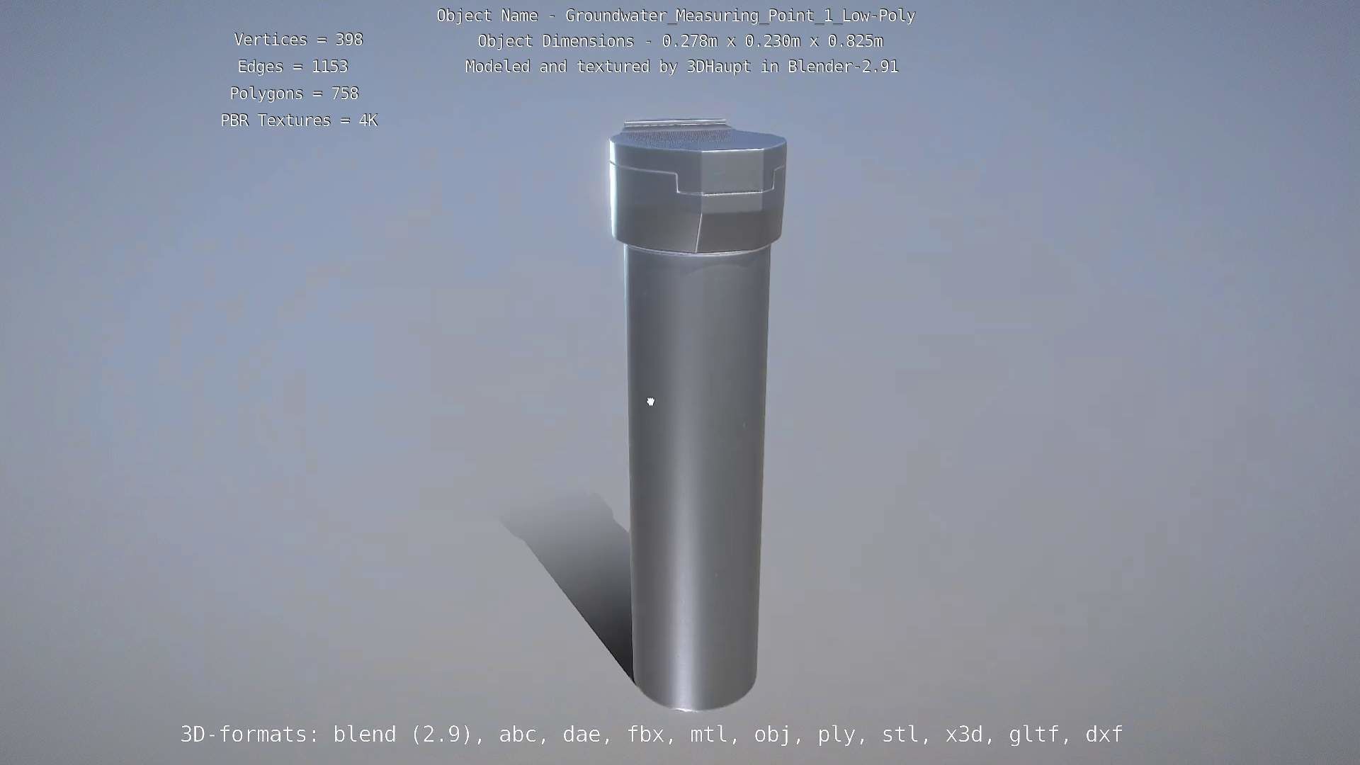 Groundwater Measure Pipe Low-Poly Version 1 Low-poly 3D model_5