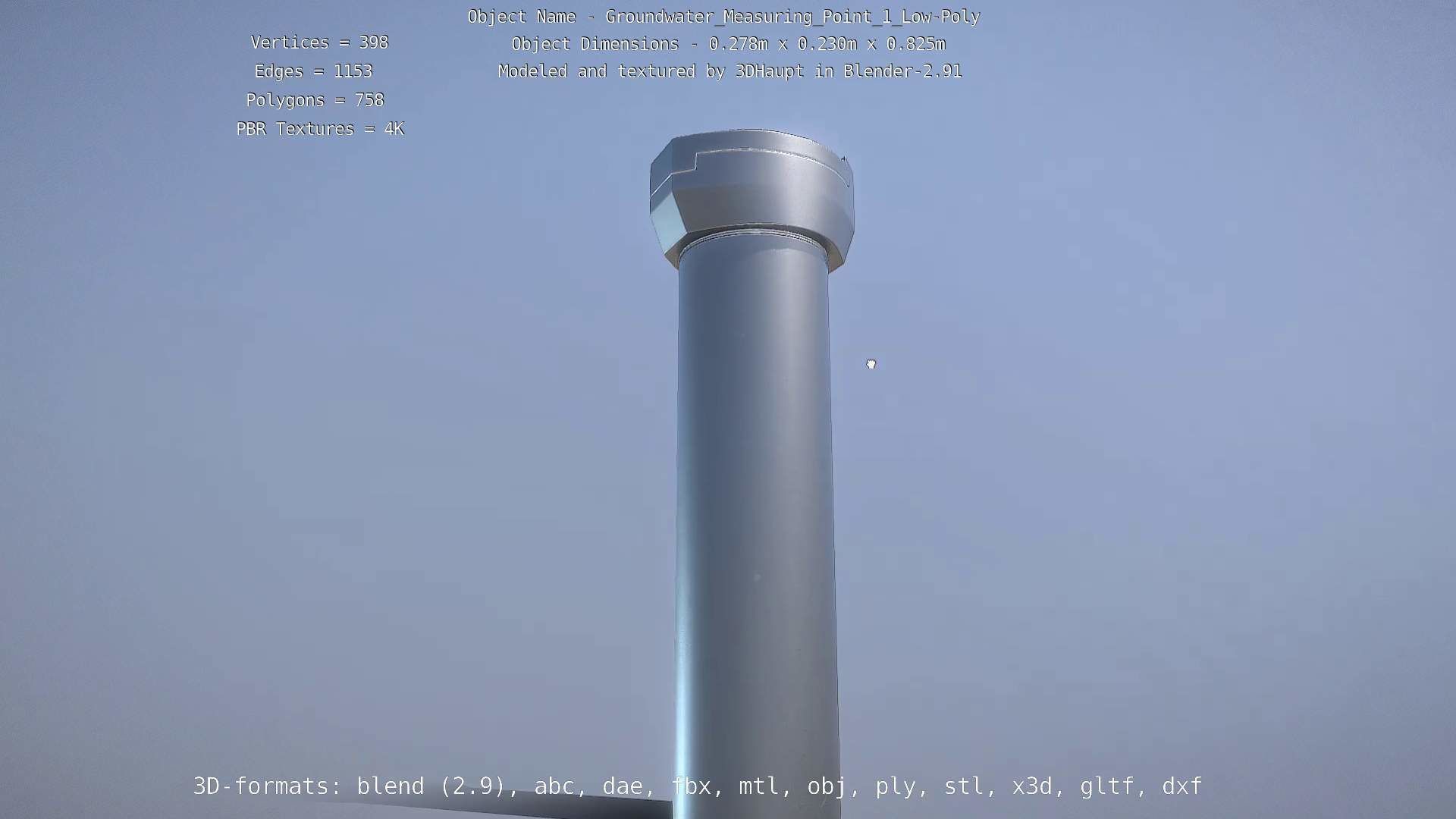 Groundwater Measure Pipe Low-Poly Version 1 Low-poly 3D model_4