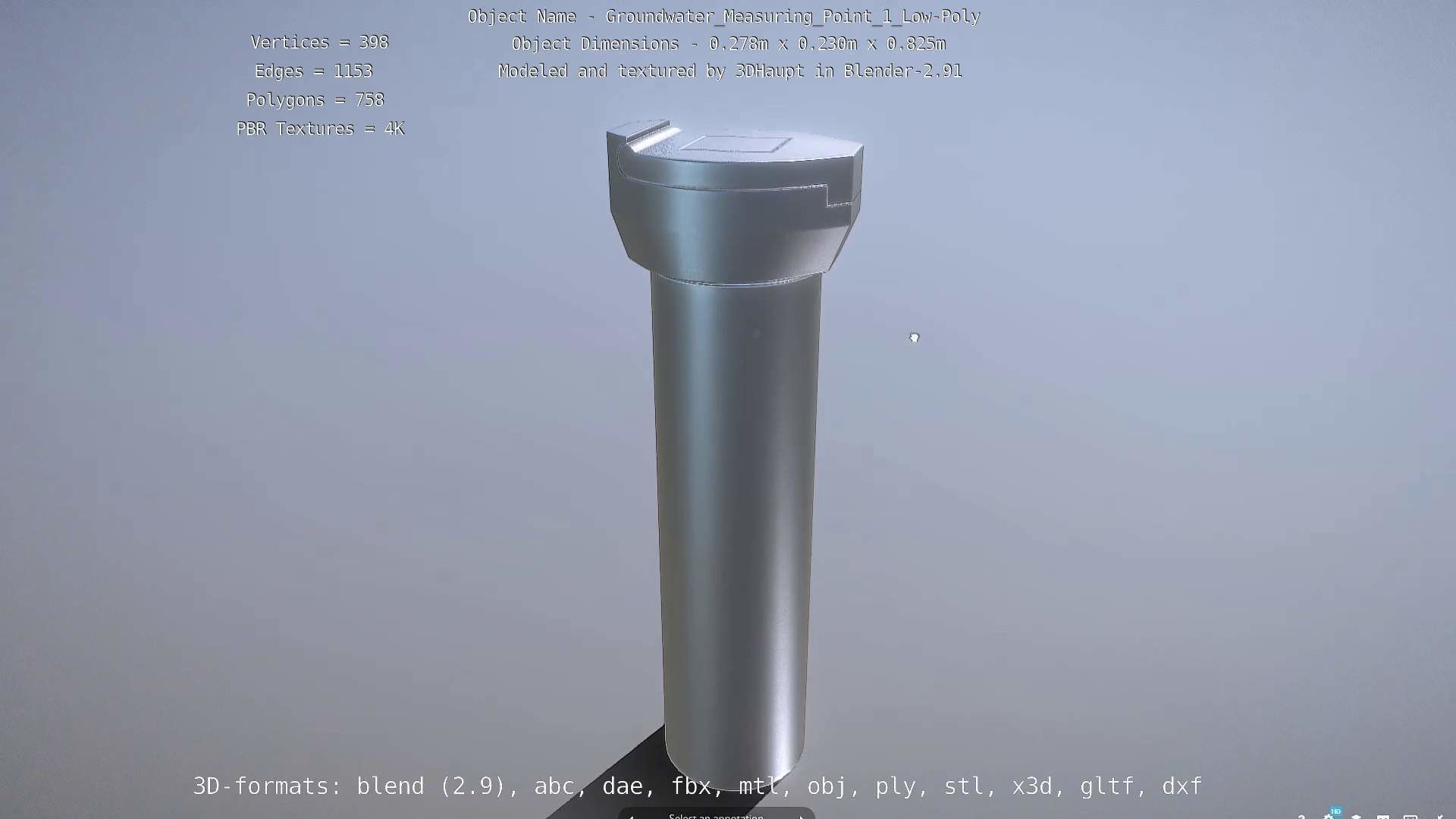 Groundwater Measure Pipe Low-Poly Version 1 Low-poly 3D model_20