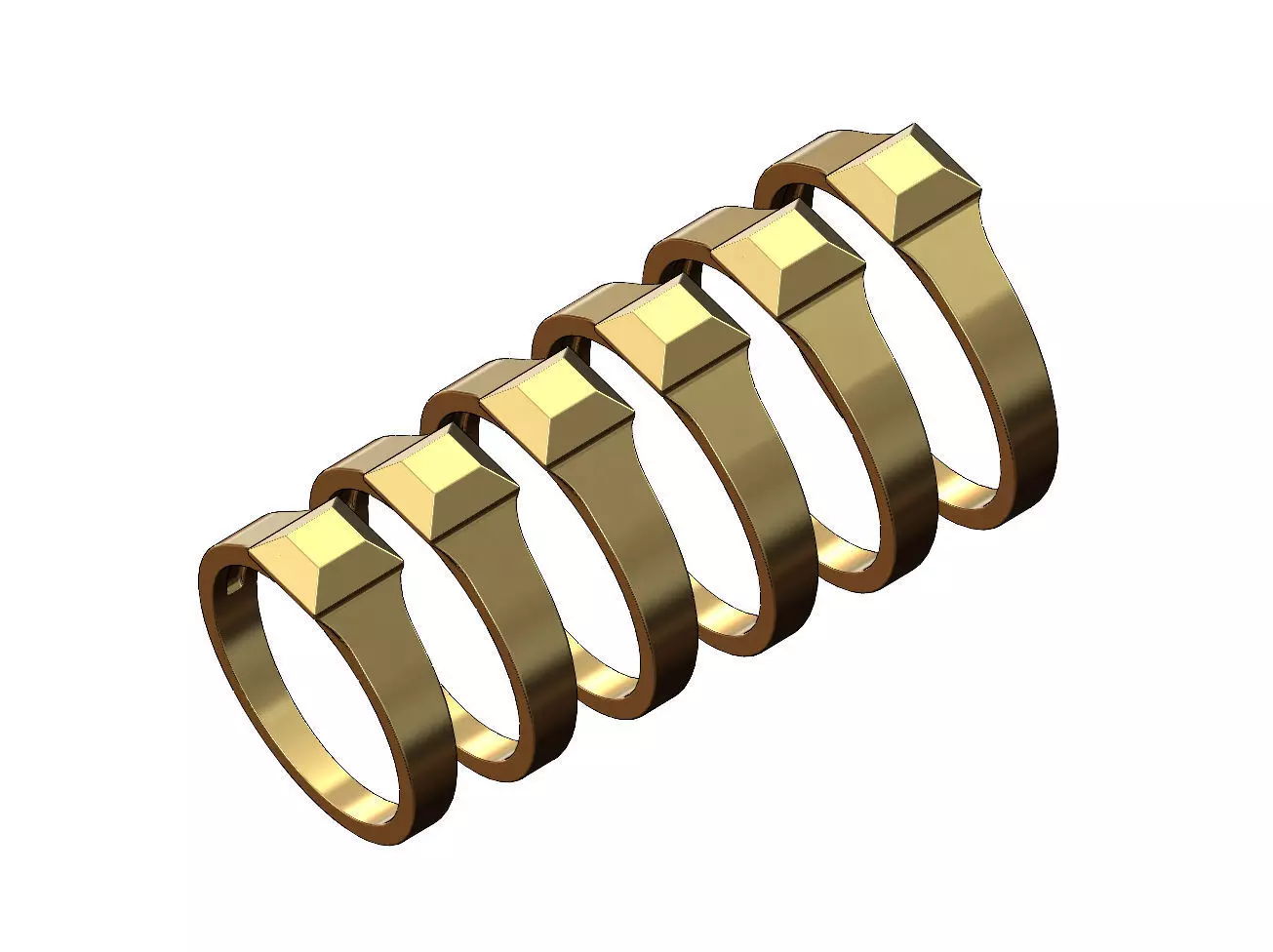 Small square diamond cushion signet ring 3D print model