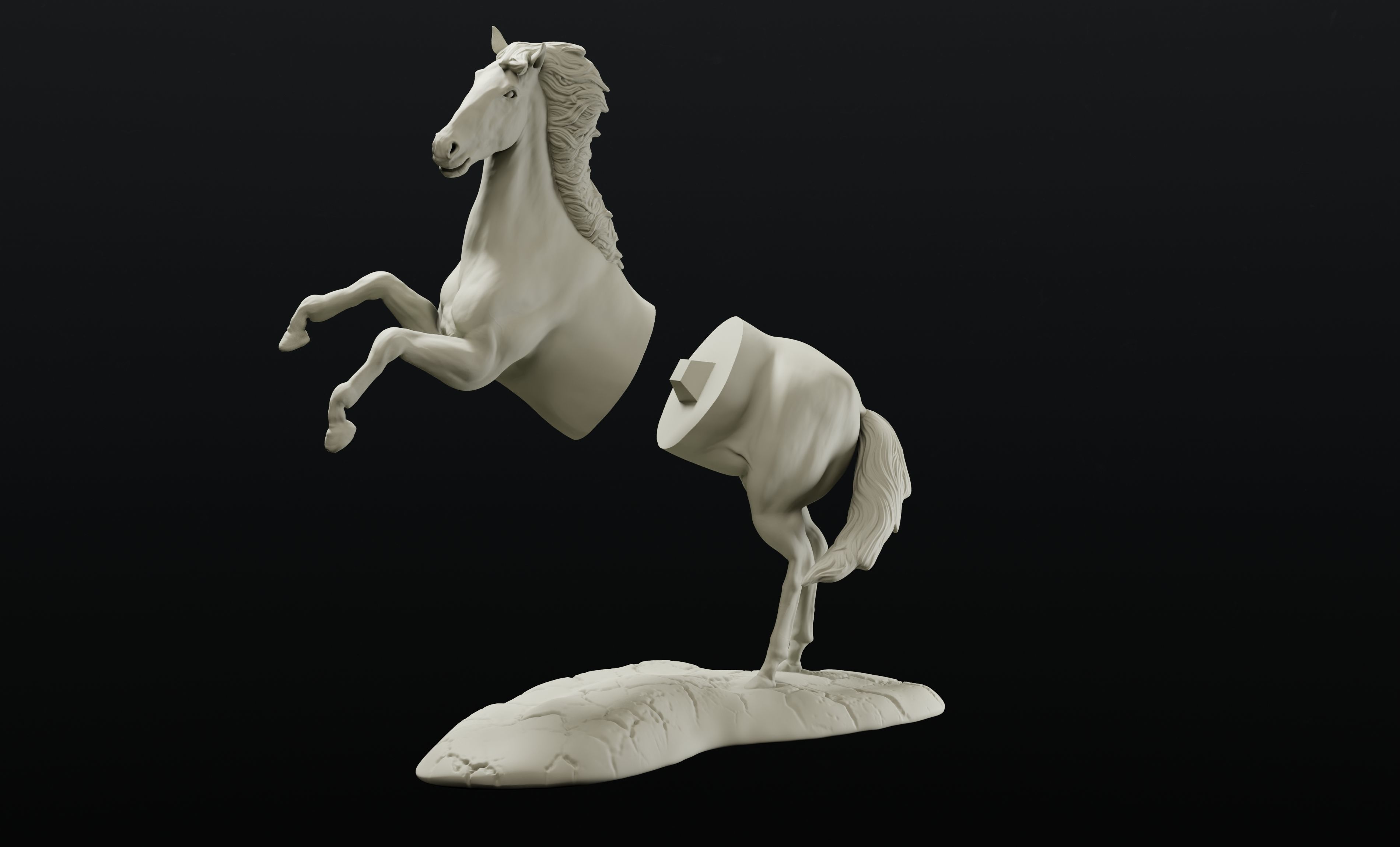 Horse on hind legs intended for 3d printing 3D print model_7
