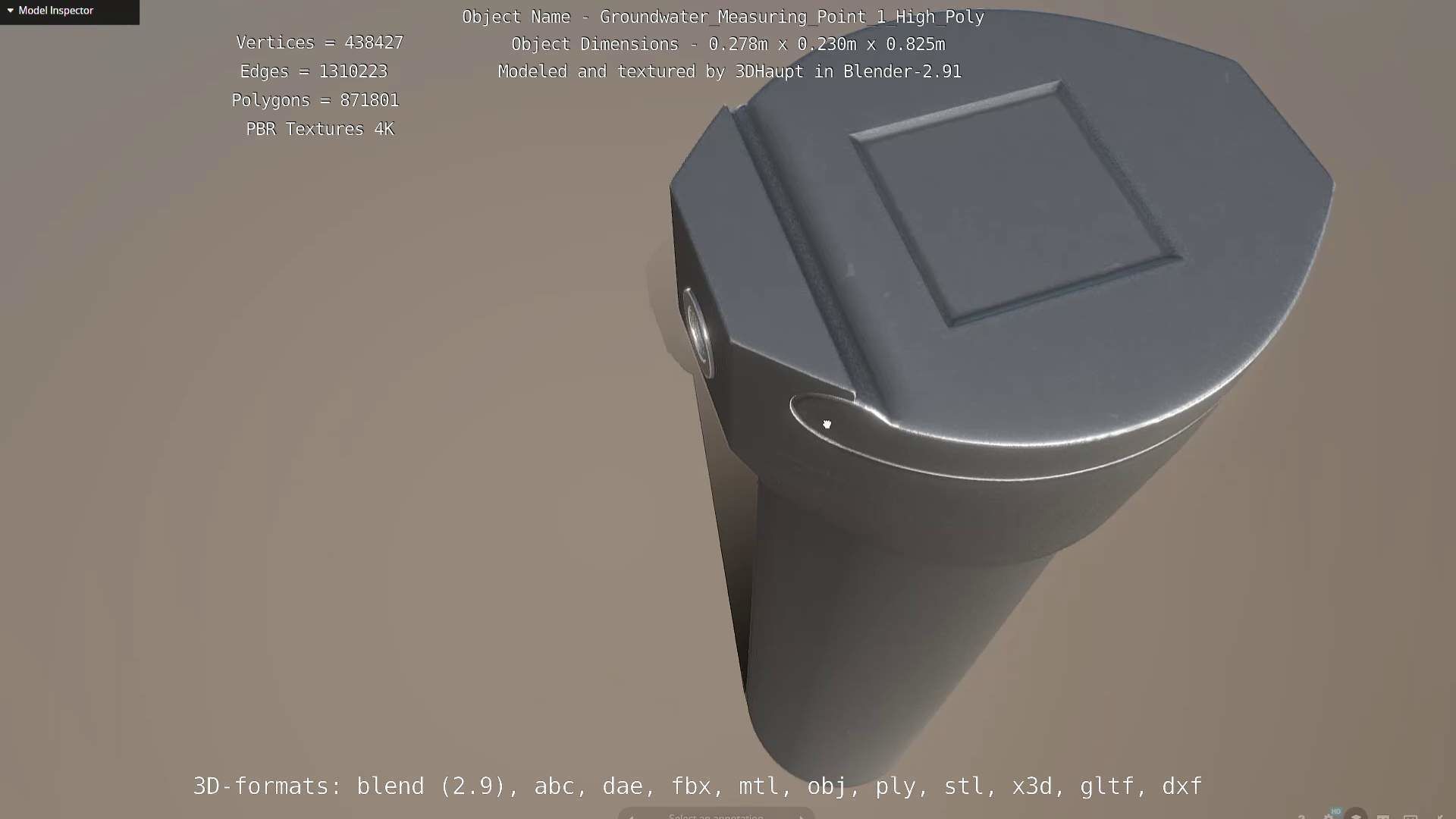 Groundwater Measure Pipe High-Poly Version 1 3D model_100