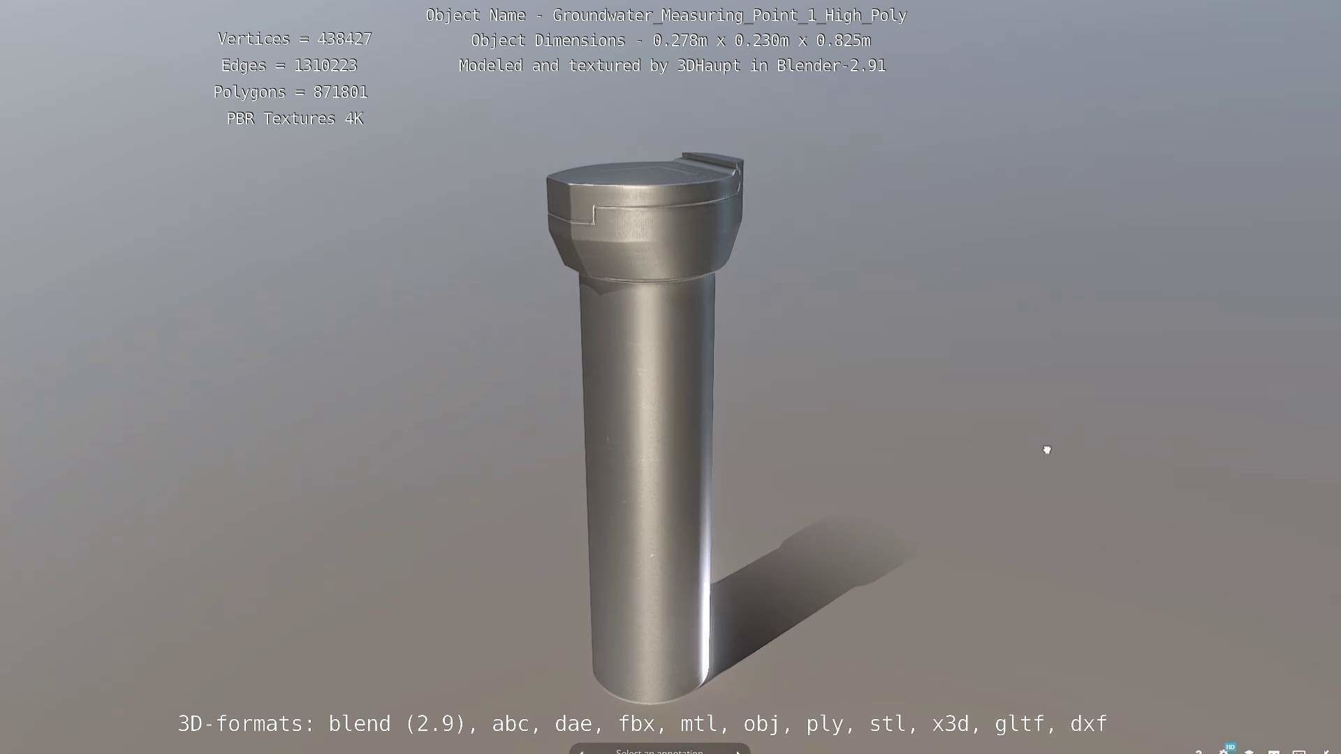 Groundwater Measure Pipe High-Poly Version 1 3D model_114