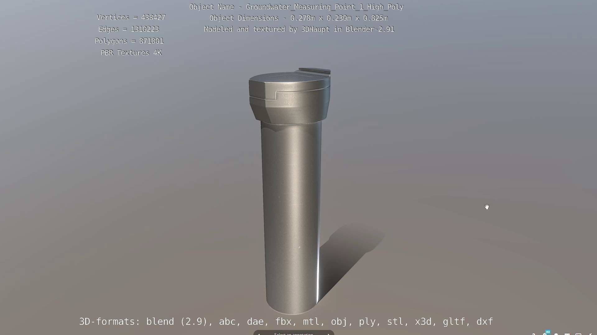 Groundwater Measure Pipe High-Poly Version 1 3D model_2