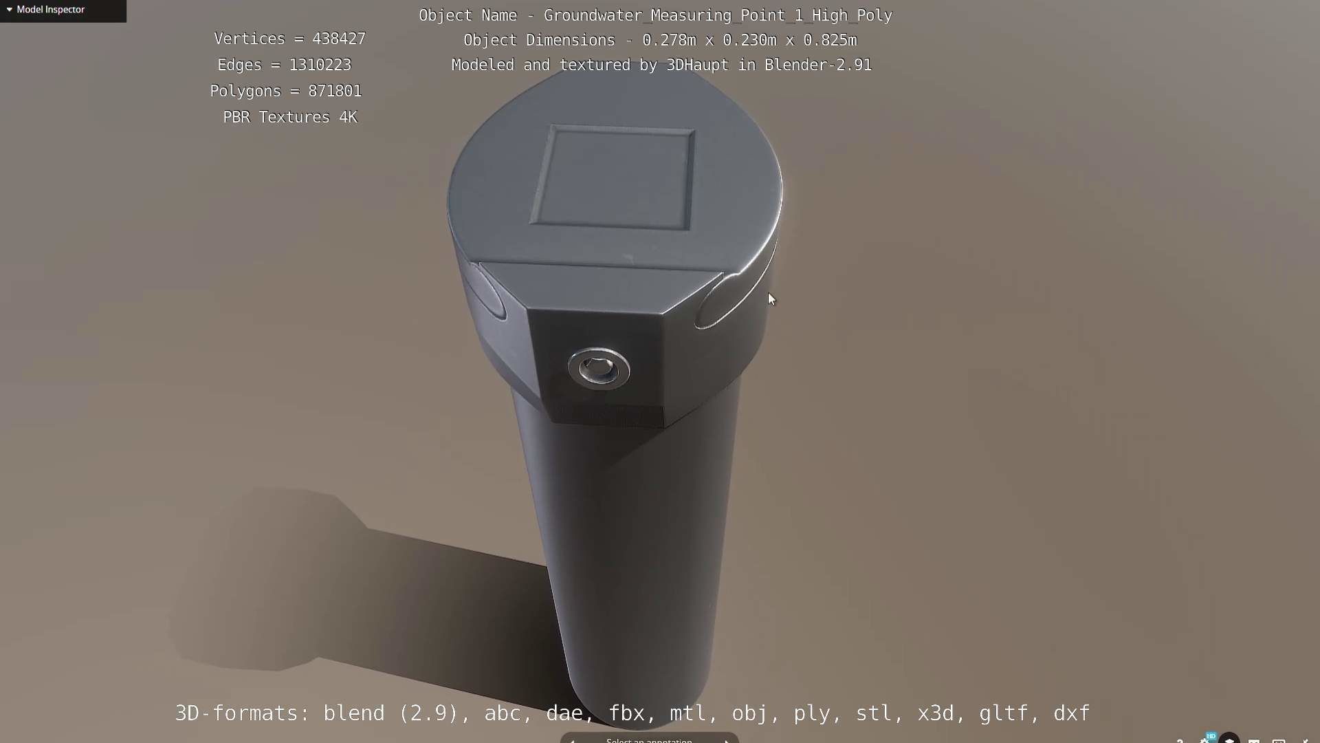 Groundwater Measure Pipe High-Poly Version 1 3D model_120