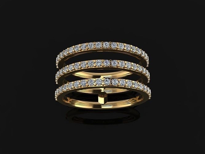TRIPLE DIAMOND ROW BAND RING SIZE 5  3D print model