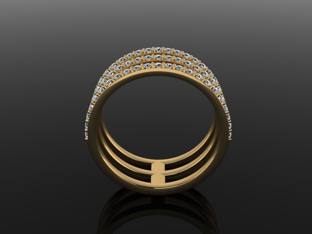 TRIPLE DIAMOND ROW BAND RING SIZE 6 3D print model_2