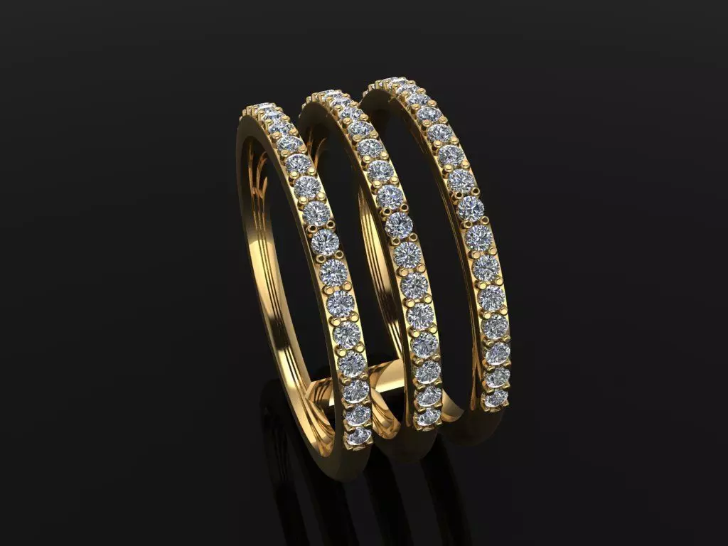 TRIPLE DIAMOND ROW BAND RING SIZE 6 3D print model_0
