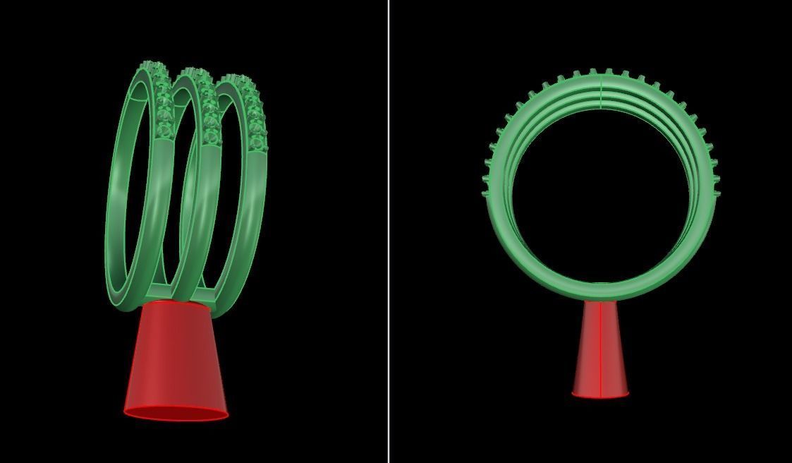 TRIPLE DIAMOND ROW BAND RING SIZE 6 3D print model_10