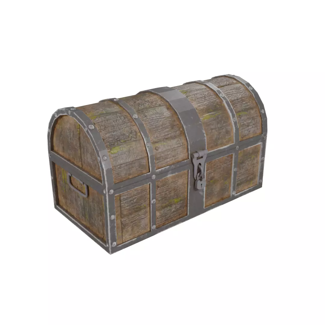 Chest low-poly 3d model wooden Free low-poly 3D model_0