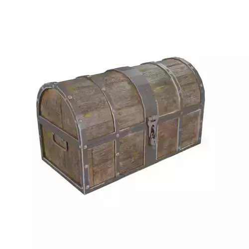 Chest low-poly 3d model wooden