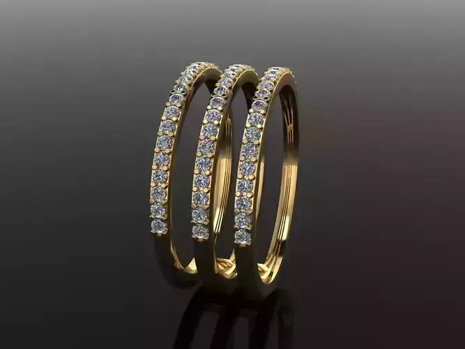 TRIPLE DIAMOND ROW BAND RING SIZE 7