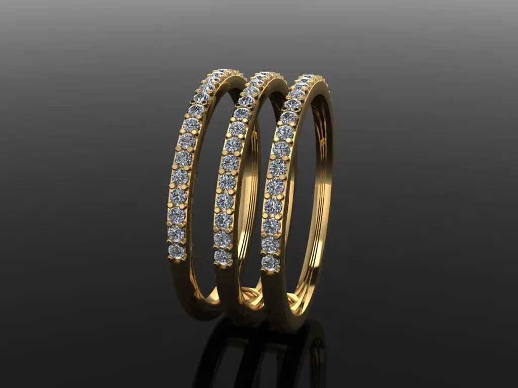 TRIPLE DIAMOND ROW BAND RING SIZE 7 3D print model_0