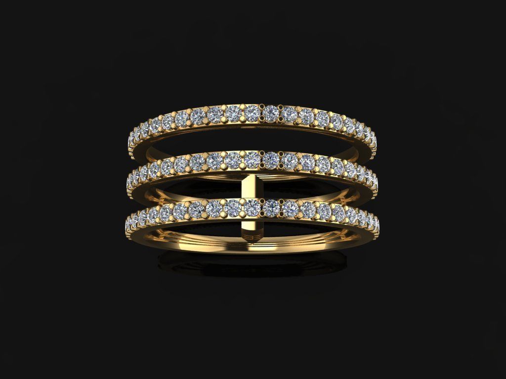 TRIPLE DIAMOND ROW BAND RING SIZE 7 3D print model_3