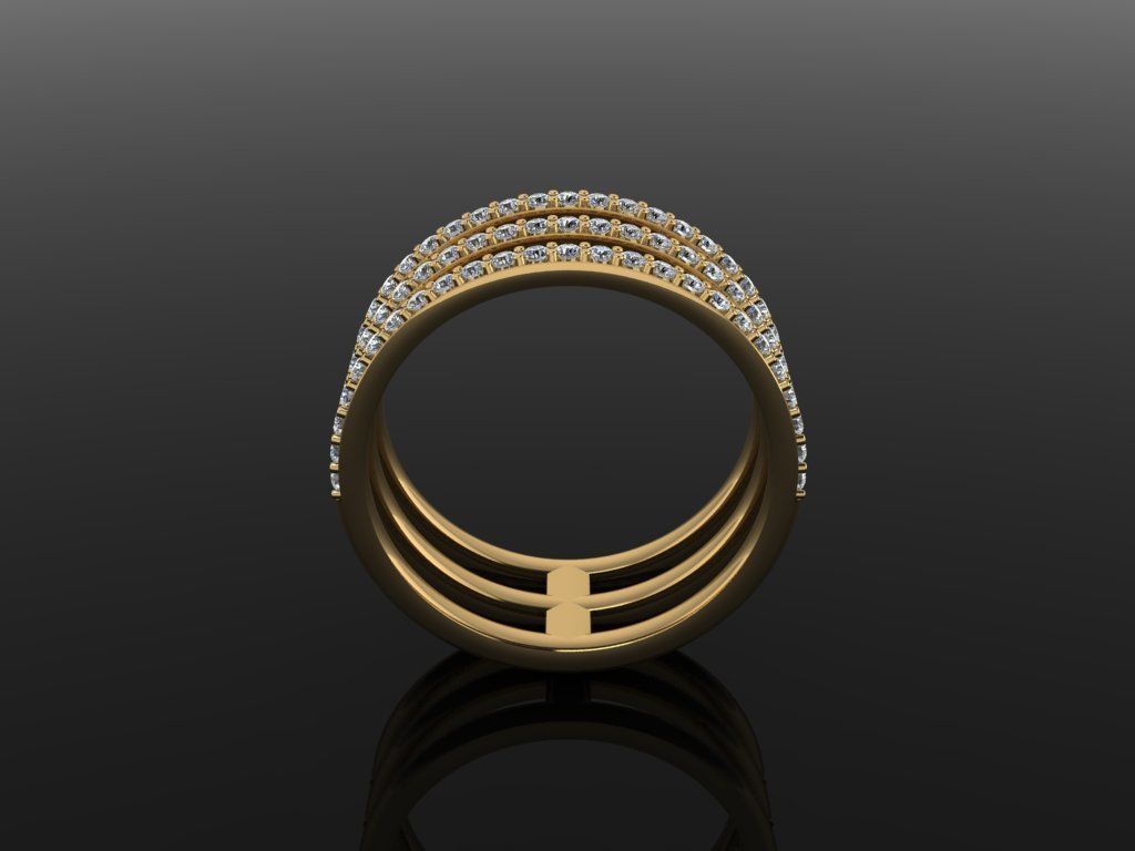 TRIPLE DIAMOND ROW BAND RING SIZE 7 3D print model_4