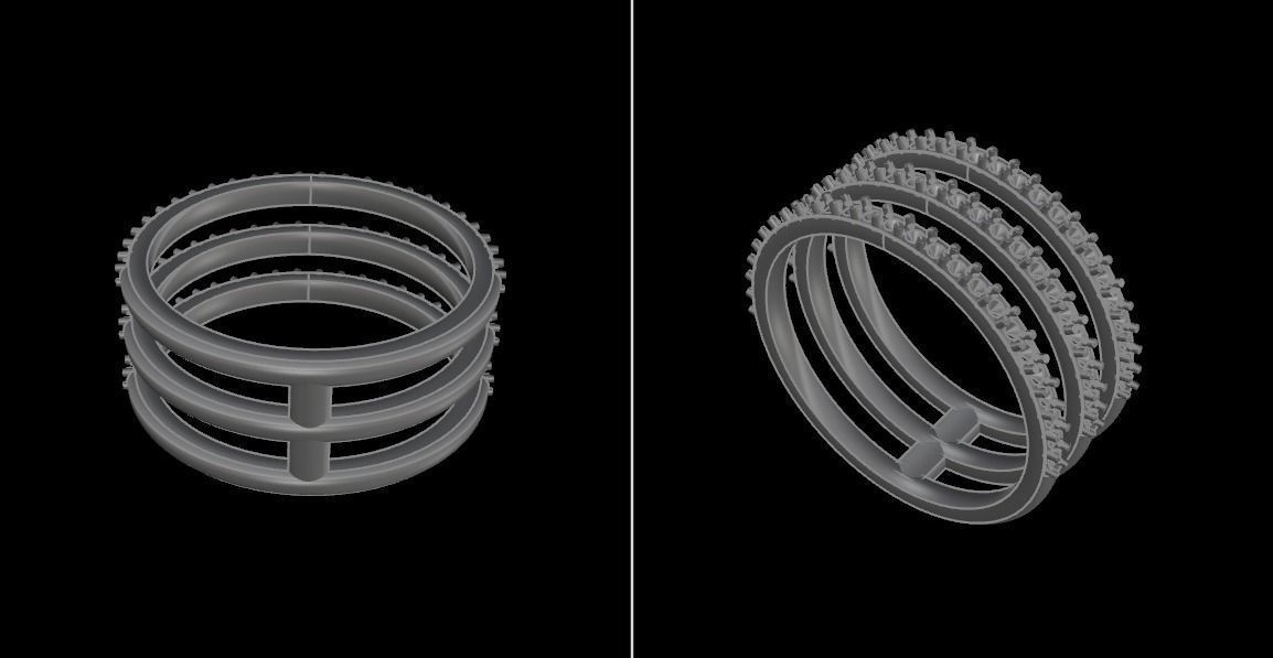 TRIPLE DIAMOND ROW BAND RING SIZE 7 3D print model_12