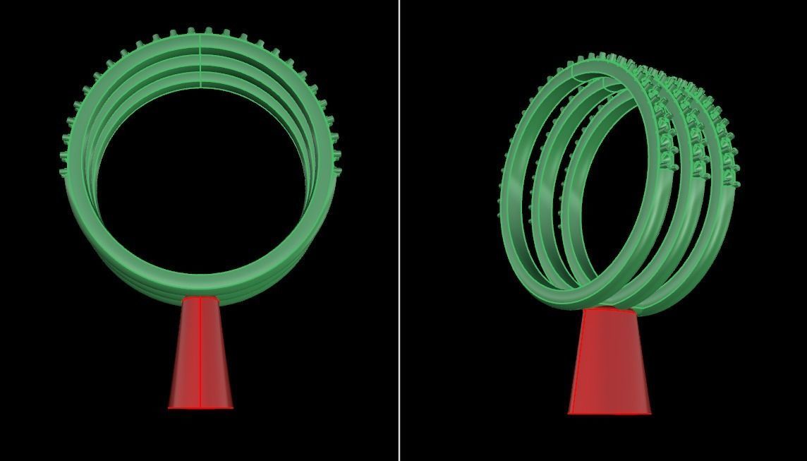 TRIPLE DIAMOND ROW BAND RING SIZE 7 3D print model_10