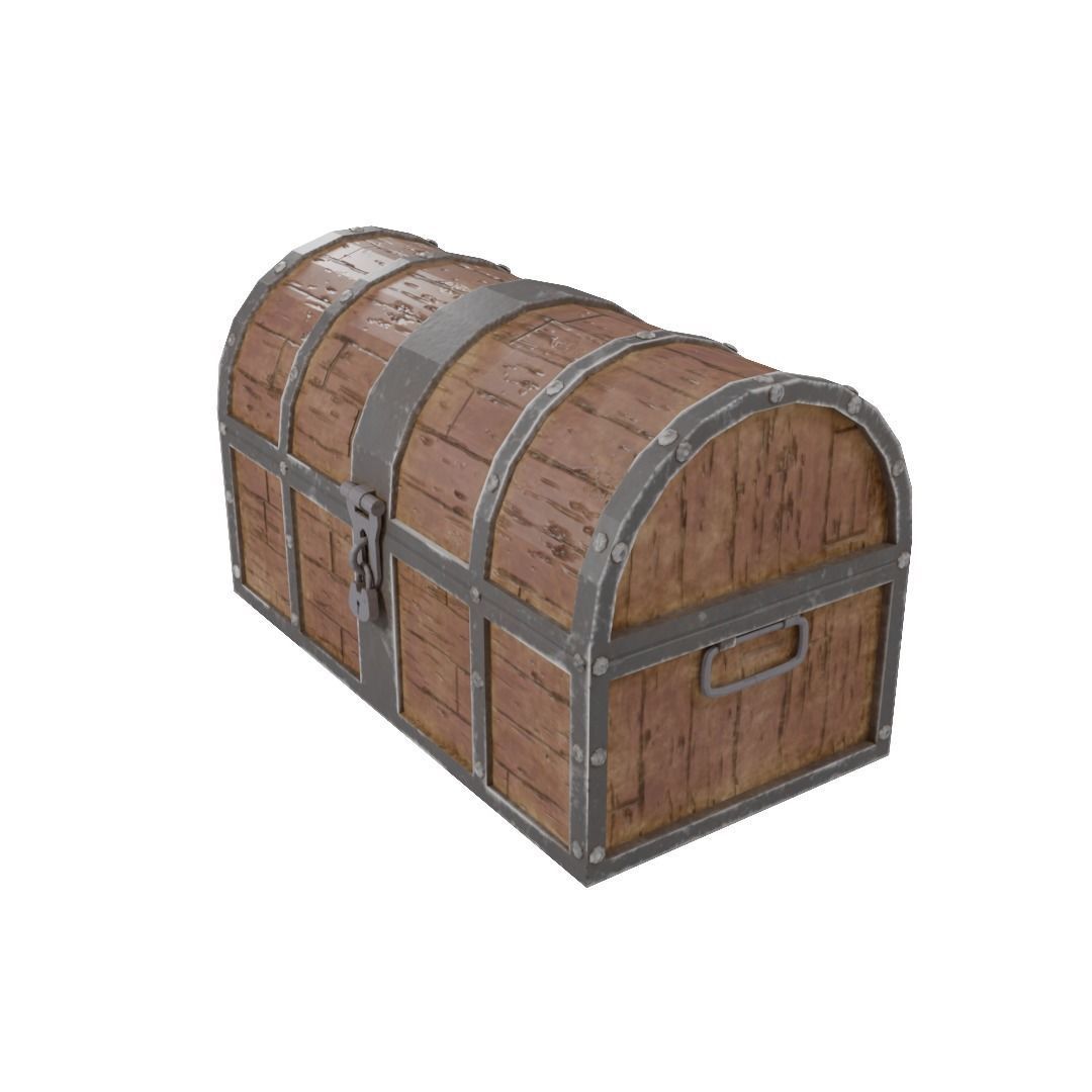 Chest low-poly 3d model wooden Free low-poly 3D model_3