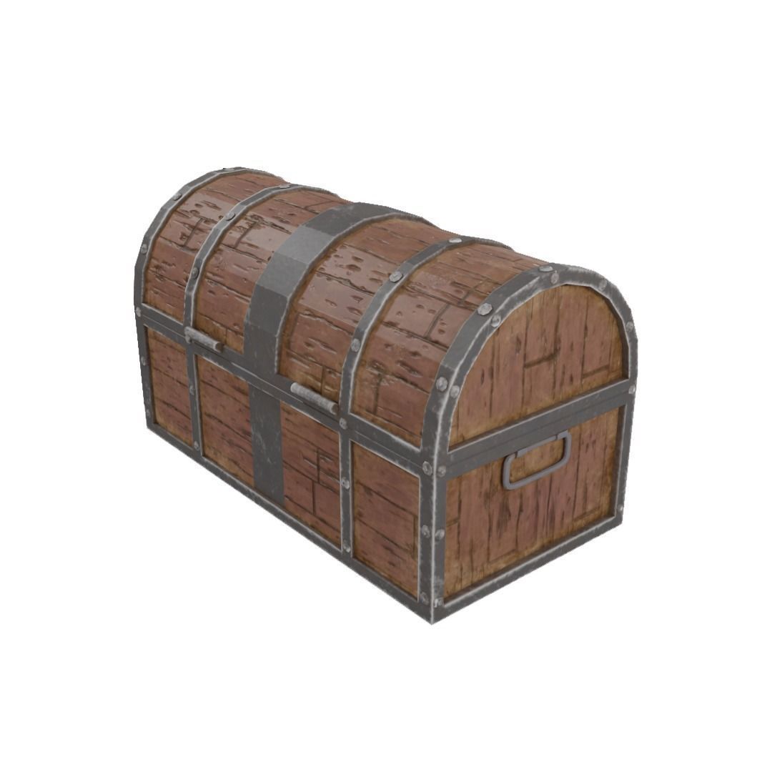 Chest low-poly 3d model wooden Free low-poly 3D model_1
