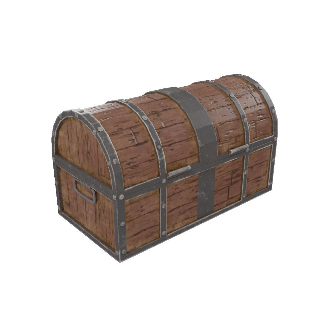 Chest low-poly 3d model wooden Free low-poly 3D model_2