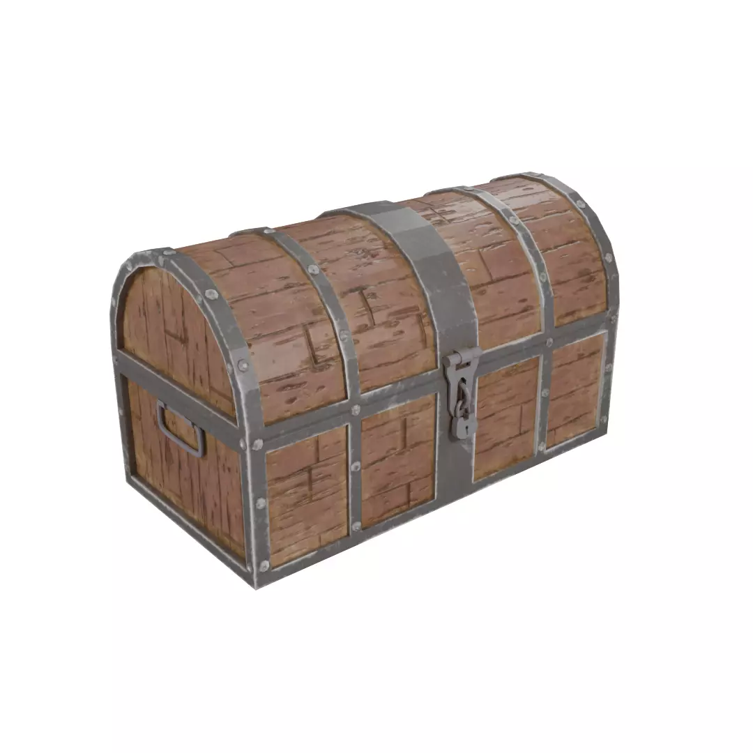 Chest low-poly 3d model wooden Free low-poly 3D model_0
