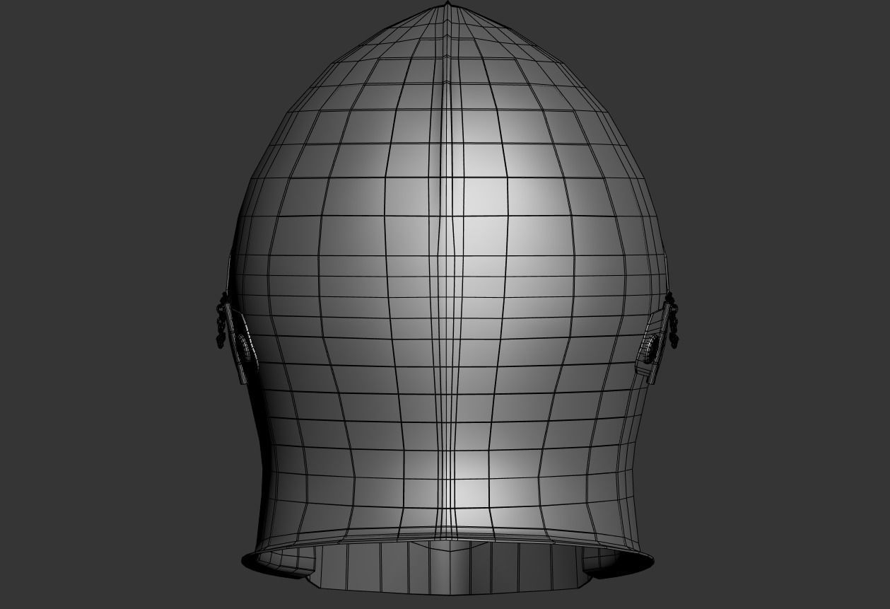 Visored Barbuta Helmet Low-poly 3D model_10