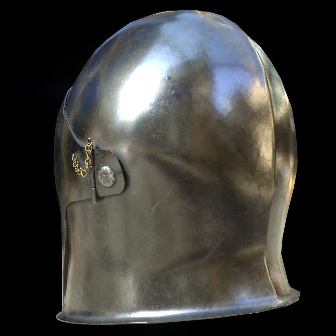 Visored Barbuta Helmet Low-poly 3D model_4