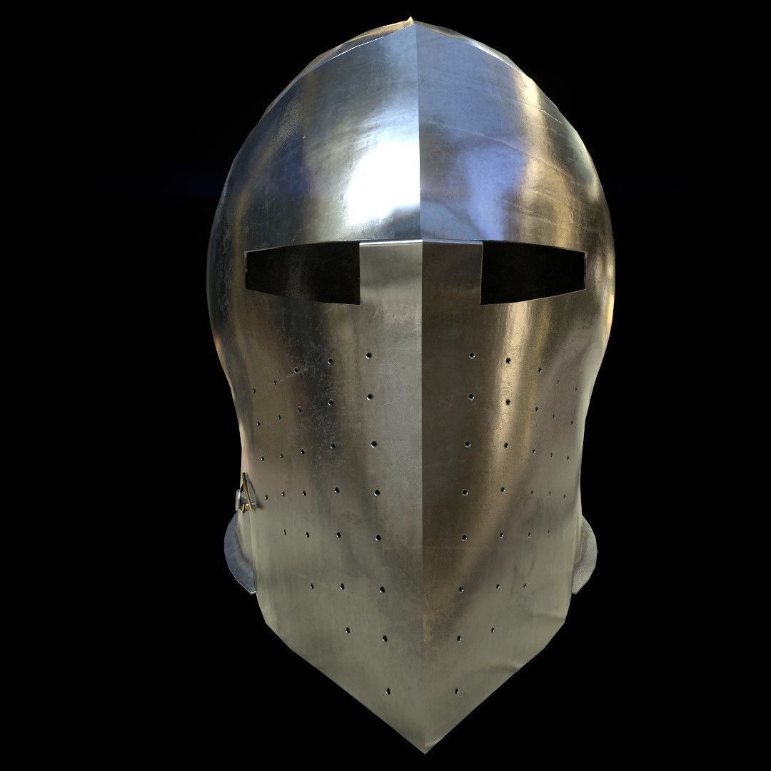 Visored Barbuta Helmet Low-poly 3D model_1