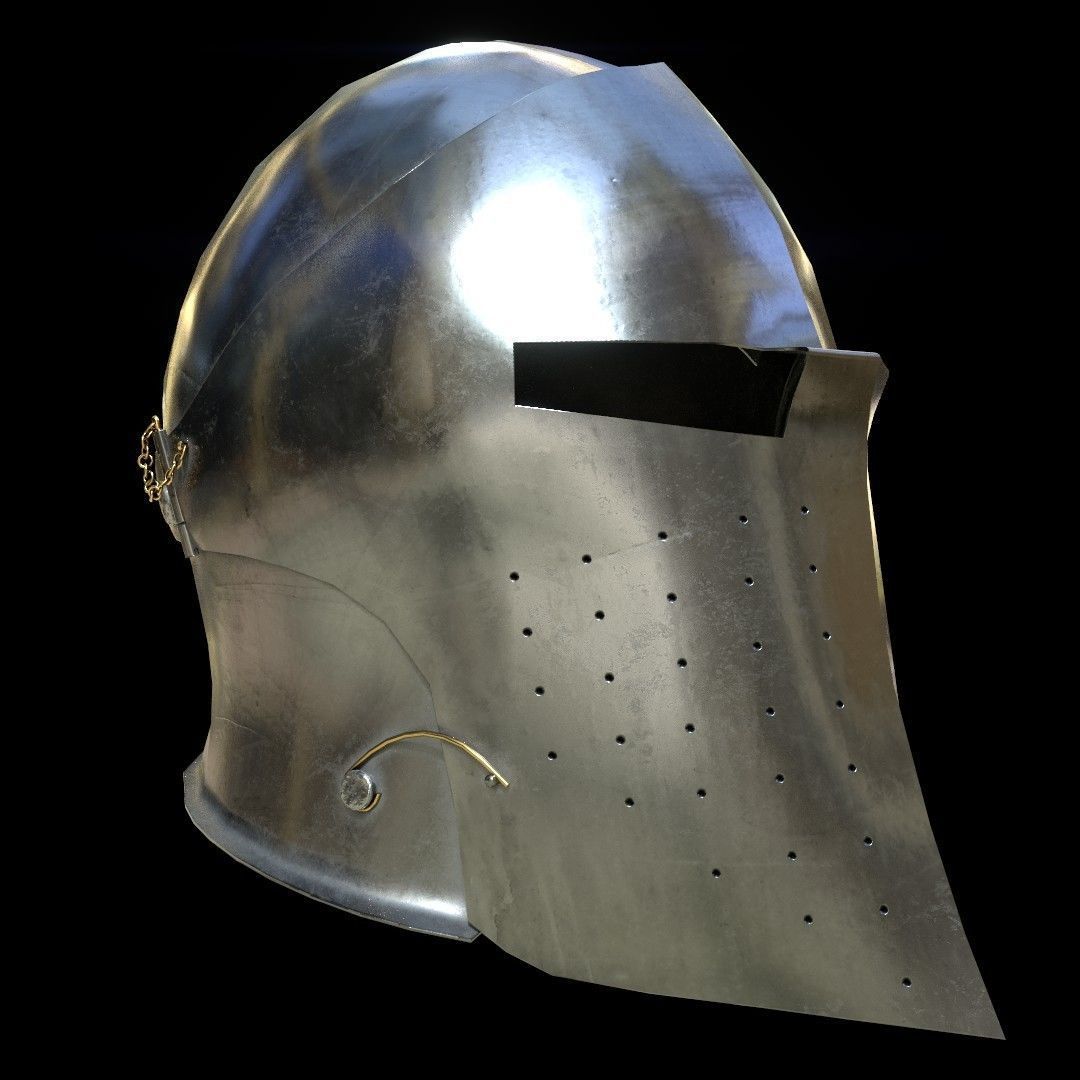 Visored Barbuta Helmet Low-poly 3D model_7