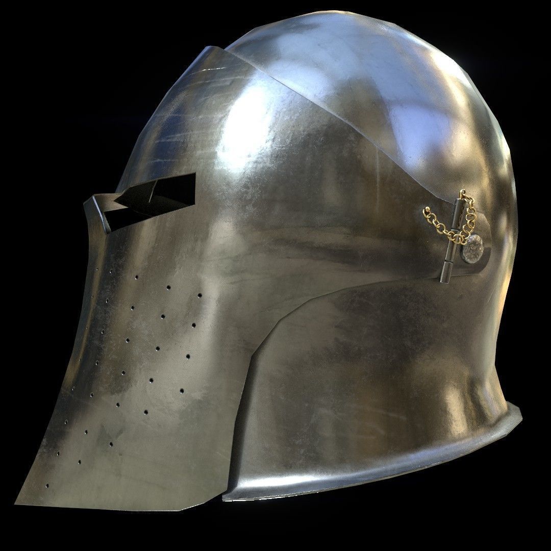 Visored Barbuta Helmet Low-poly 3D model_3