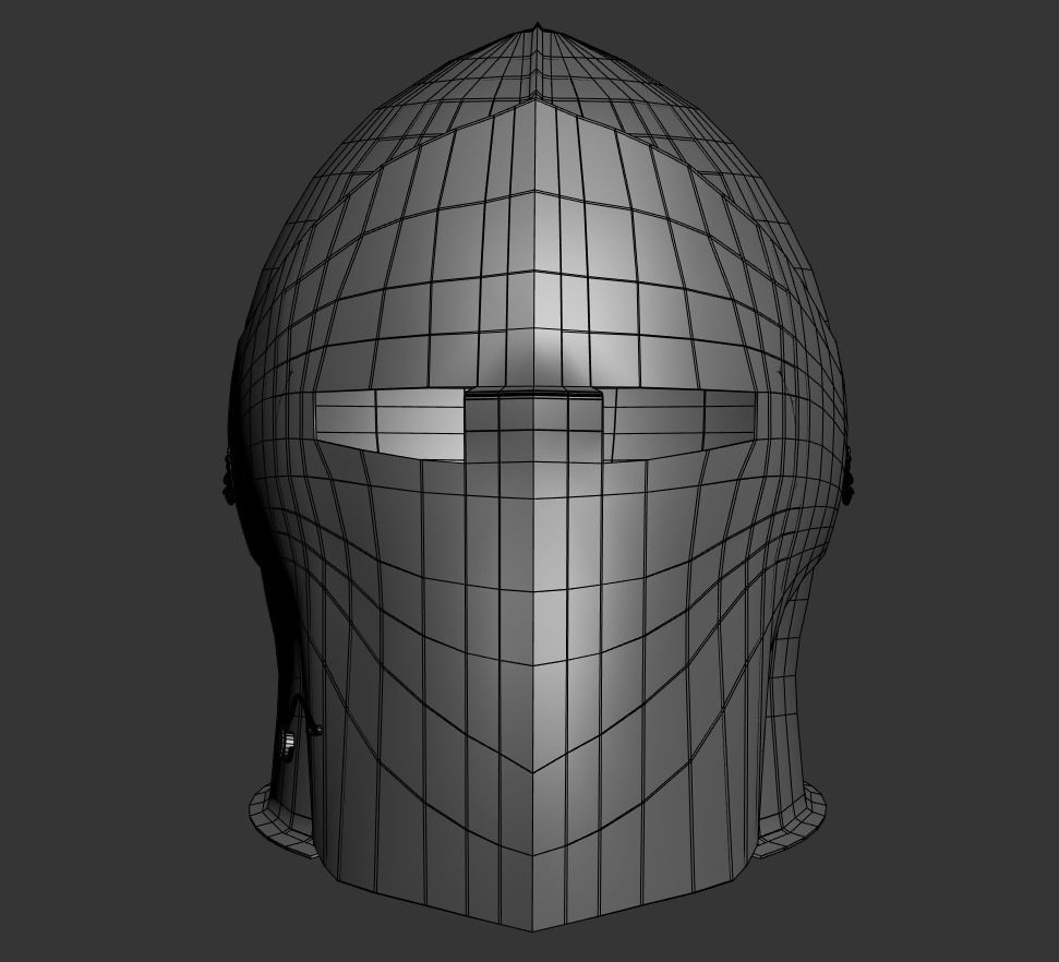 Visored Barbuta Helmet Low-poly 3D model_8