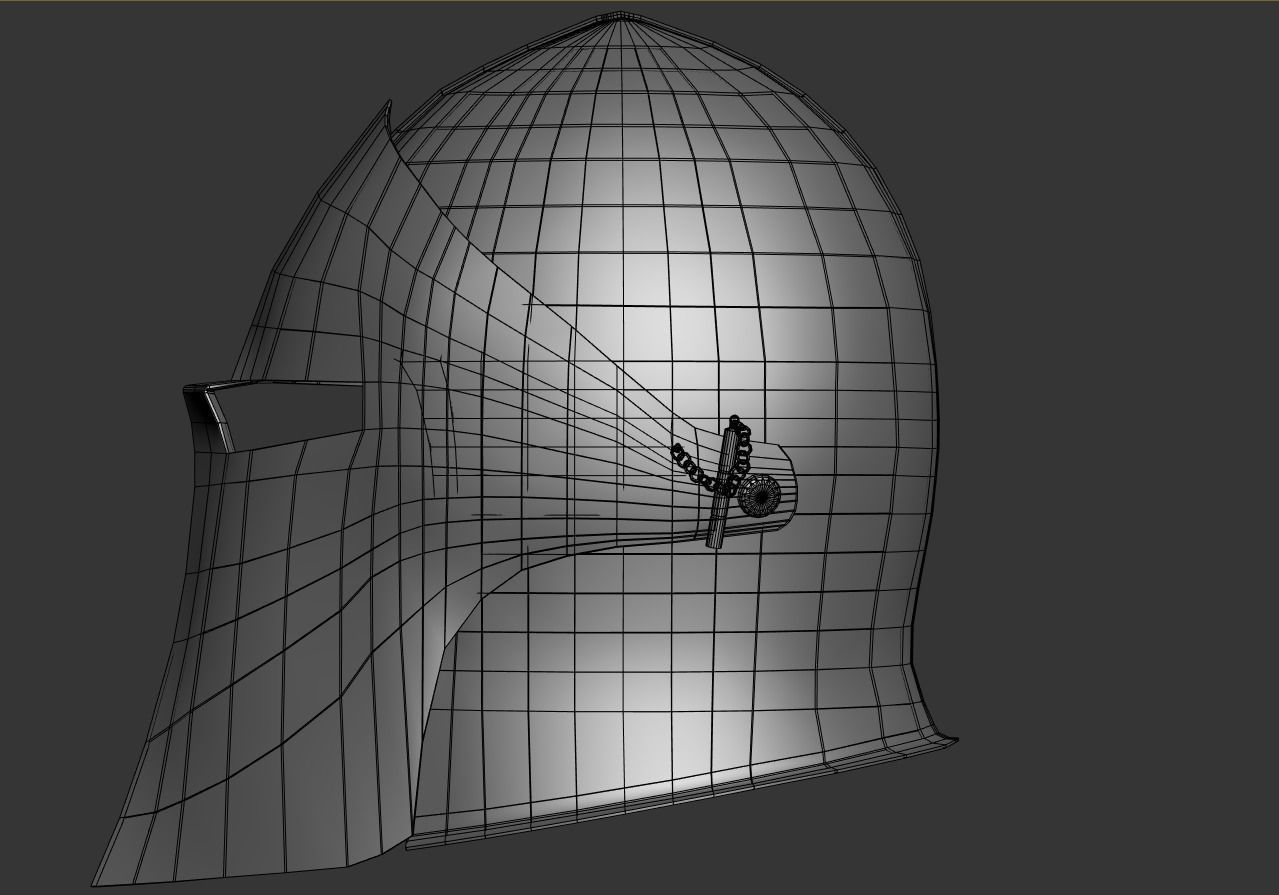 Visored Barbuta Helmet Low-poly 3D model_9