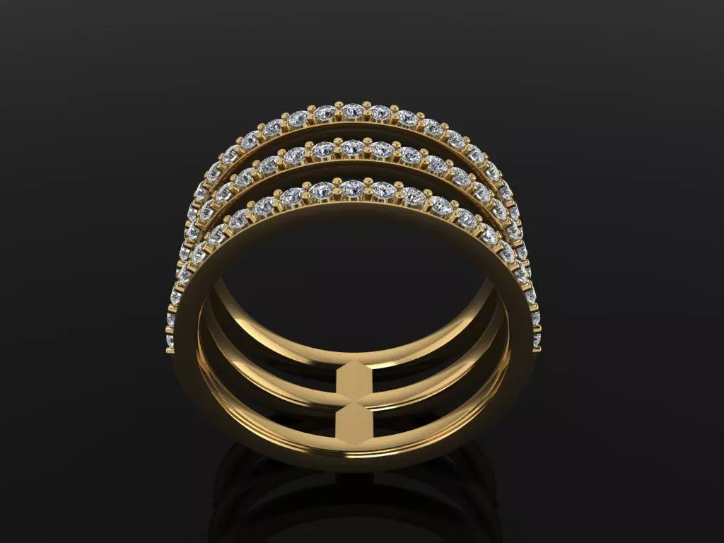 TRIPLE DIAMOND ROW BAND RING MIX SIZE 4 5 6 7 8 9 10 3D print model_0